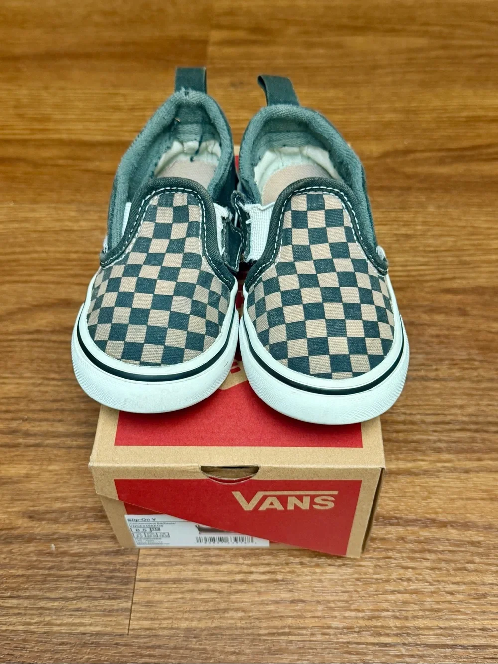Vans Toddler Classic Slip-On V Checkerboard Black Pewter Size 8.5